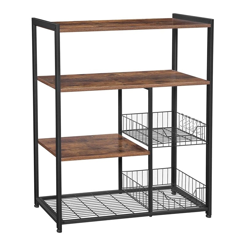 Metal Kitchen Shelf with 4 Shelves and 2 Baskets 80 x 35 x 95 cm Vasagle (KKS96X) (VASKKS96X)