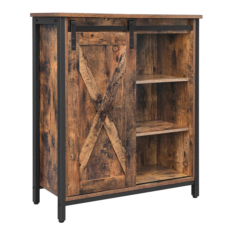 Metal Cabinet with 3 Shelves and Sliding Door 70 x 30 x 80 cm Vasagle (LSC88BX)