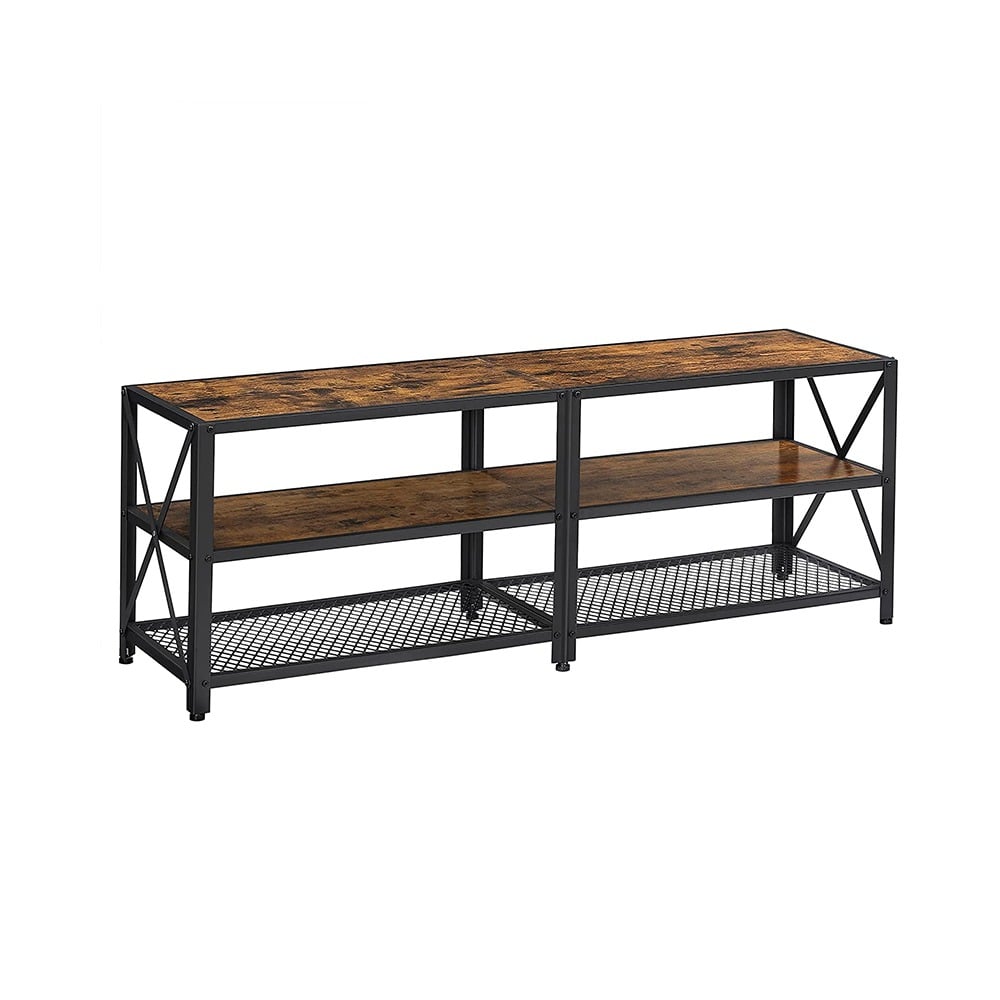 TV Stand for TVs up to 70 Inches, with Shelves, Steel Frame, Rustic Brown and Black Vasagle (LTV095B01) (VASLTV095B01)