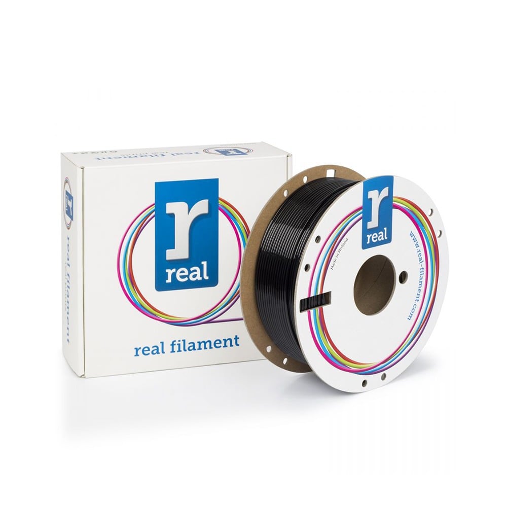 REAL PETG 3D Printer Filament - Black - spool of 1Kg - 2.85mm (REALPETGRBLACK1000MM285)