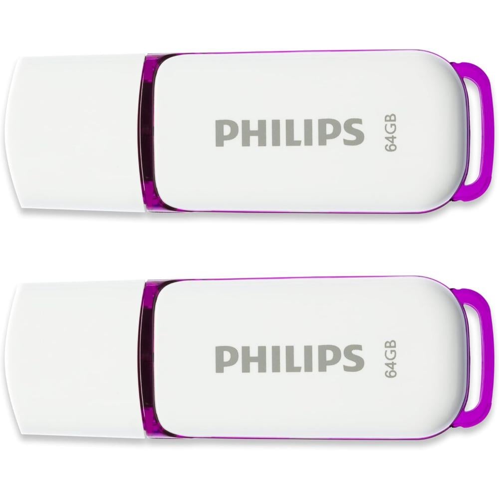 Philips Snow 2-Pack 64GB USB 2.0 Stick Purple (FM64FD70D/00) (PHIFM64FD70D-00)