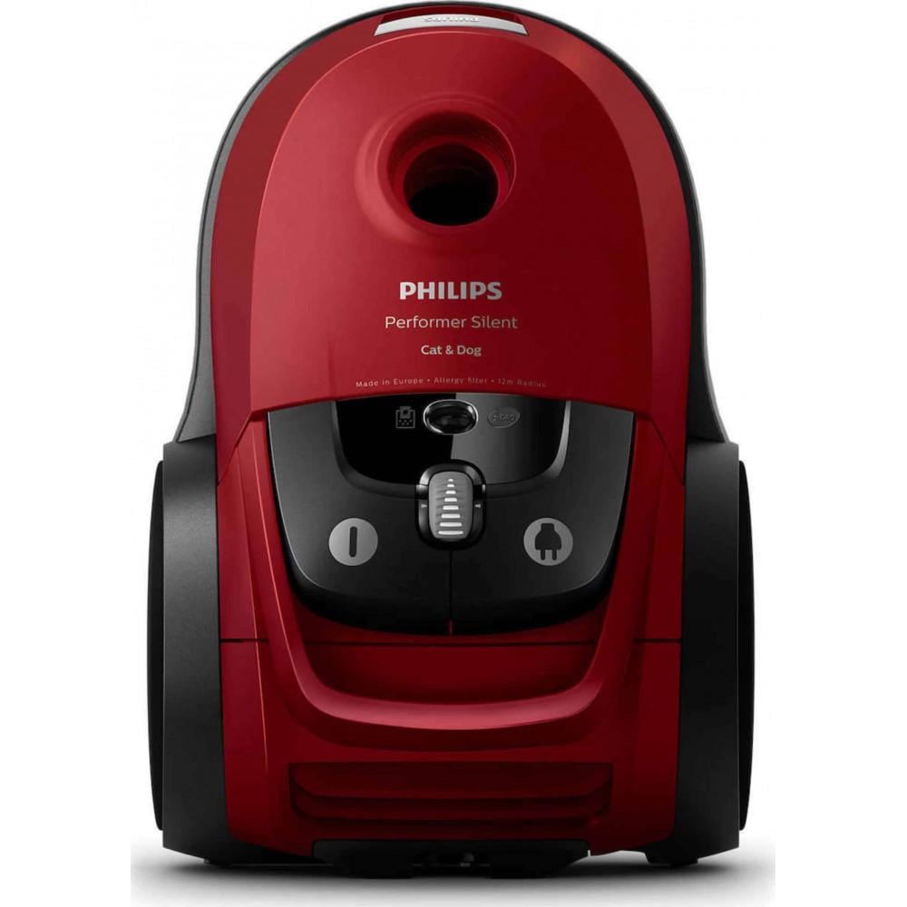 Philips Performer Silent Vacuum Cleaner 750W with 4L Bag Red (FC8784/09)