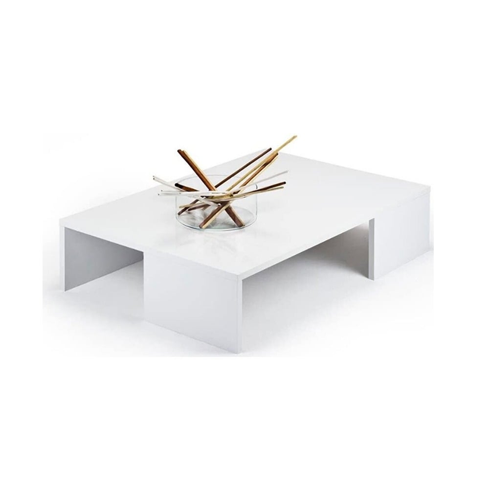 Bakaji Coffee Table for Sofa Living Room Rectangular Low in Modern Design Wood White (2813540) (BAK2813540)