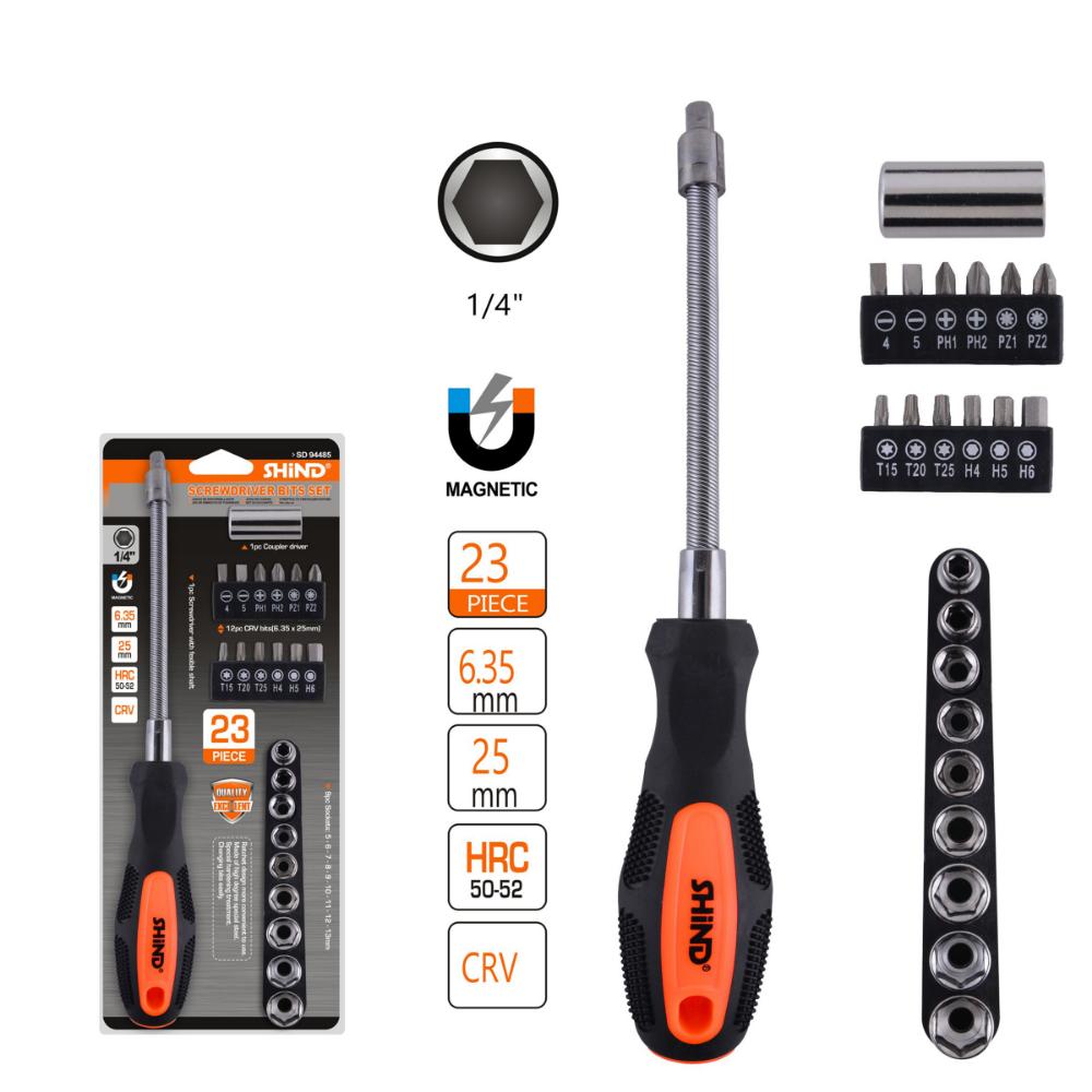Shind Flexible Screwdriver Set with Bits & Sockets 23 pcs (SHI-94485) (SHI94485)