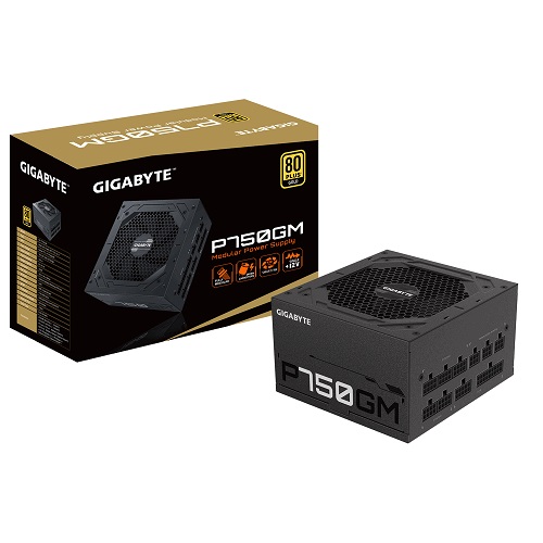 GIGABYTE Power Supply 750W Fully Modular 80+ Plus GOLD Main Japanese Capacitors