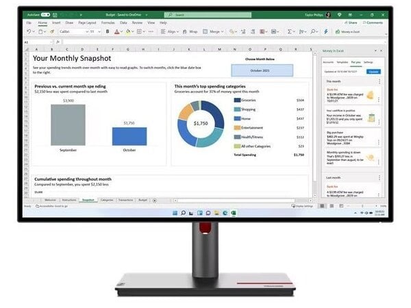 LENOVO Monitor ThinkVision P27q-30 27'' QHD IPS, HDMi, Display Port, USB, Height adjustable, 3 Years Warranty.