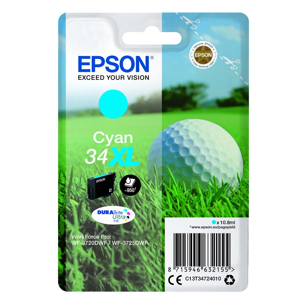 Epson Inkjet Ink No.34XL Cyan (C13T34724010) (EPST347240)