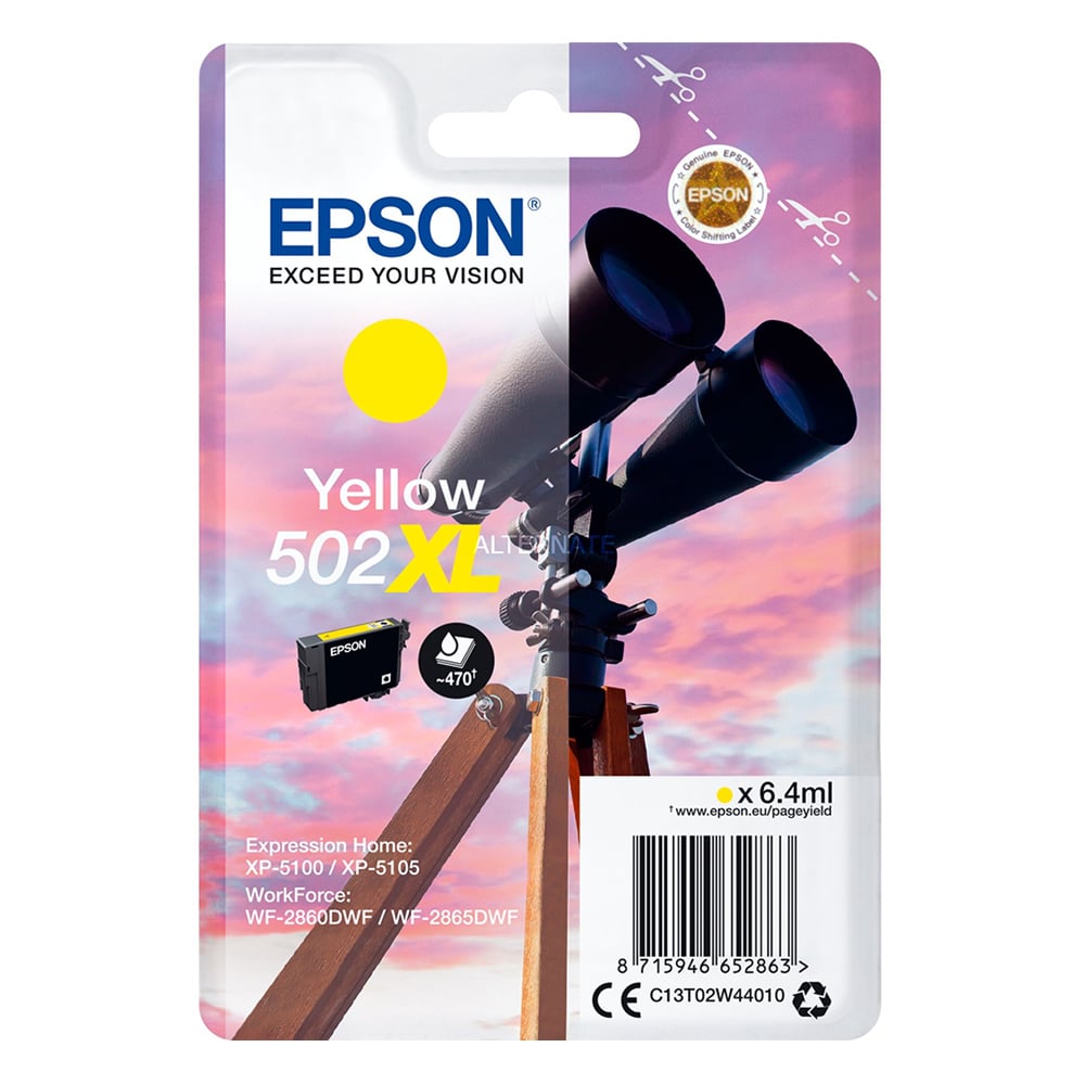 Epson Inkjet 502XL Yellow Ink (C13T02W44010) (EPST02W440)