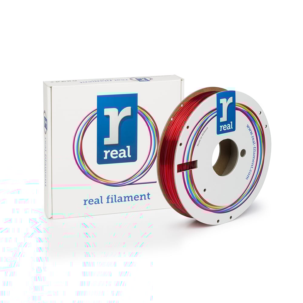 REAL PETG 3D Printer Filament - Translucent Red - spool of 0.5Kg - 1.75mm (REALPETGTRED500MM175)