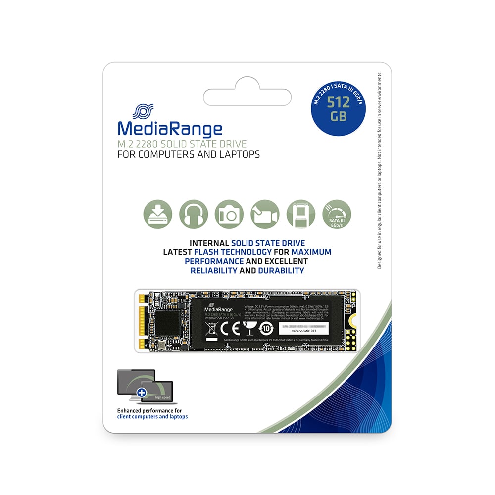 MediaRange Internal M.2 2280 Solid State Drive, SATA 6 Gb/s, 512GB (MR1023)
