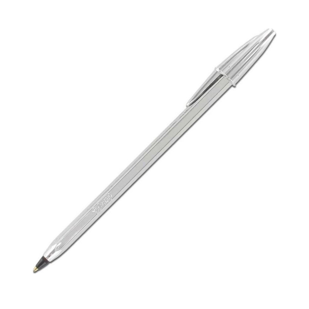 BIC Ballpoint Pen 1.0mm Cristal Original Shine Silver (Black) (921339) (BIC921339)