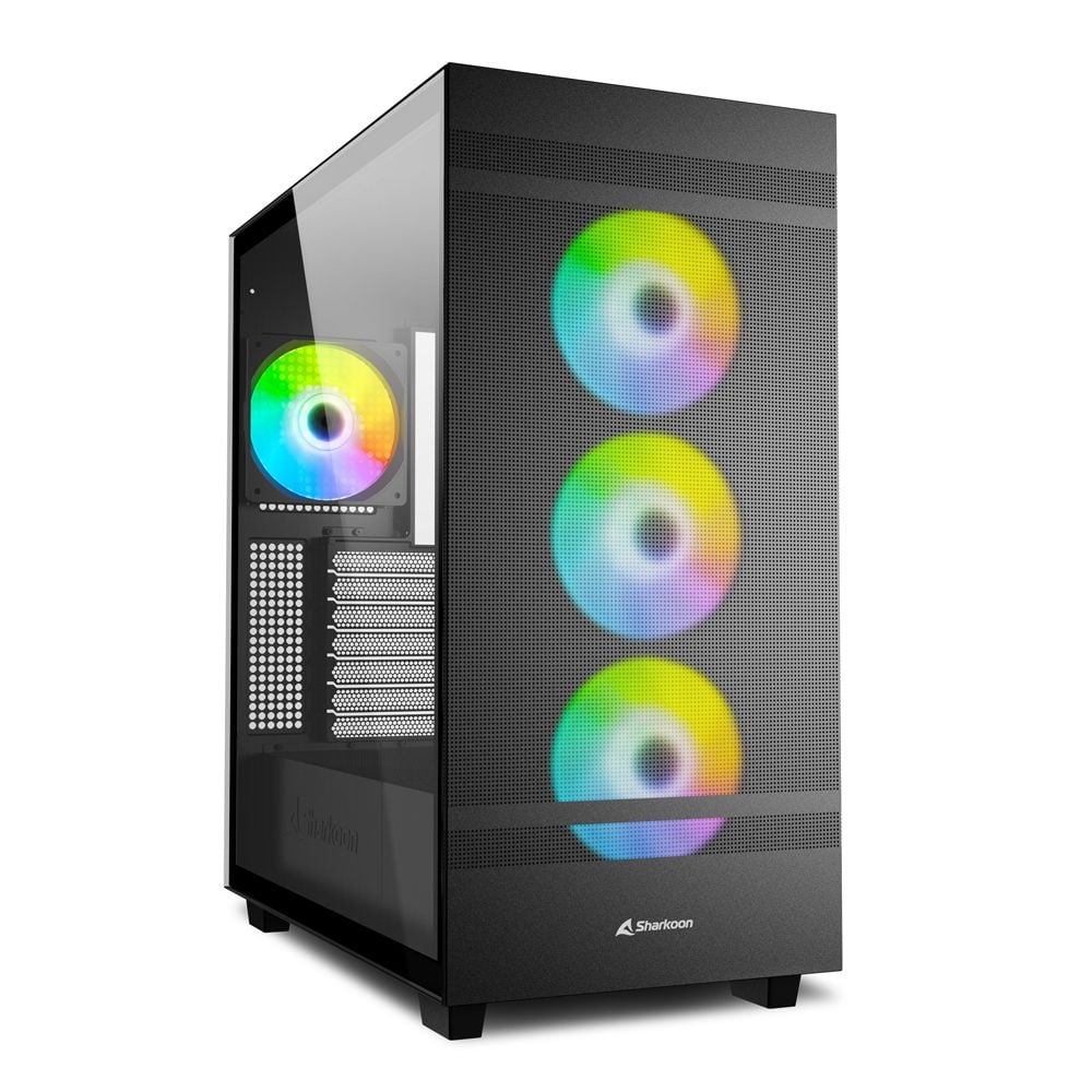 Sharkoon Rebel C50 RGB Gaming Full Tower PC Case with Side Window Black (REBELC50BRGB) (SHRREBELC50BRGB)