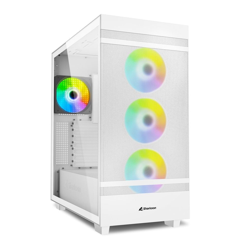 Sharkoon Rebel C50 RGB Gaming Full Tower PC Case with Side Window White