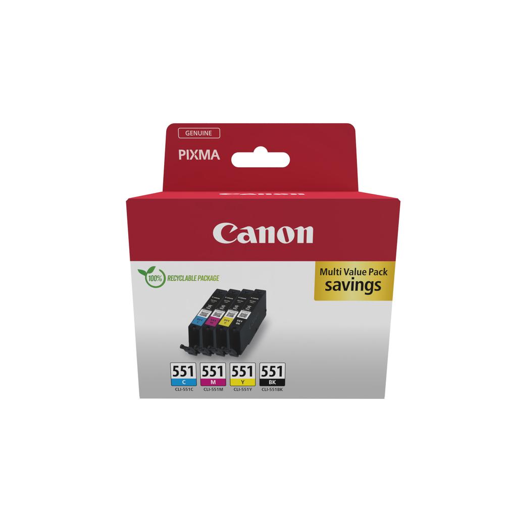 Canon Inkjet Ink CLI-551 CMYK Carton Pack (6509B015) (CANCLI-551VP)