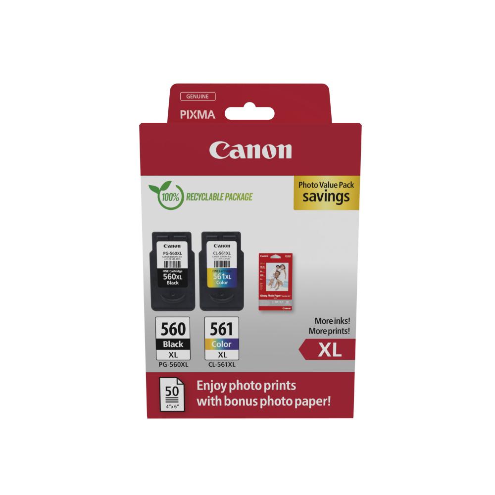 Canon Inkjet Ink PG-560XL/CL-561XL Ph. Value Pack (3712C008) (CANPG-560XLPMP)