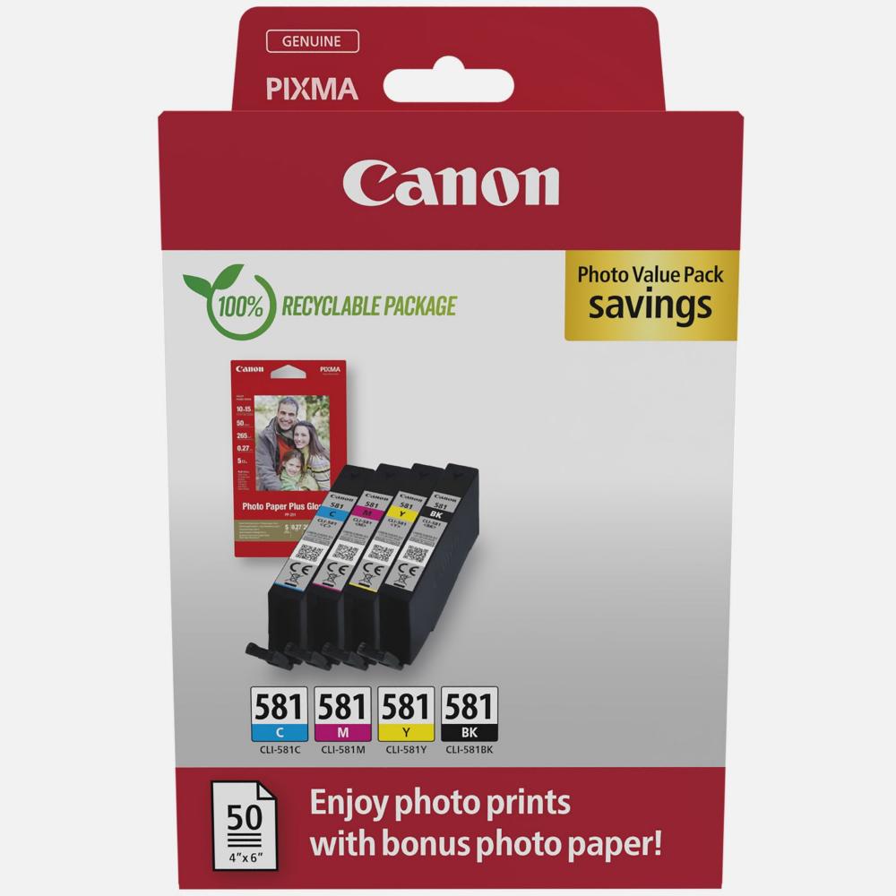 Canon Inkjet Ink CLI-581 CMYK (2106C006) (CANCLI-581PMP)