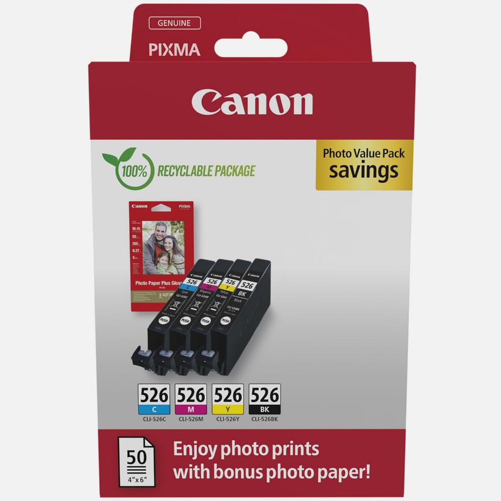 Canon Inkjet Ink CLI-526 CMYK Value Pack (4540B019) (CANCLI-526PMP)