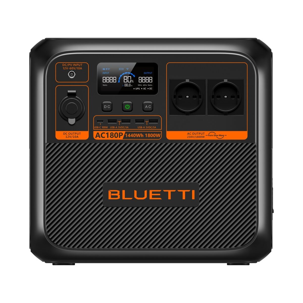 BLUETTI Premium AC180P Solar Portable Power Station Expandable, 1800W AC Outlet 1440Wh