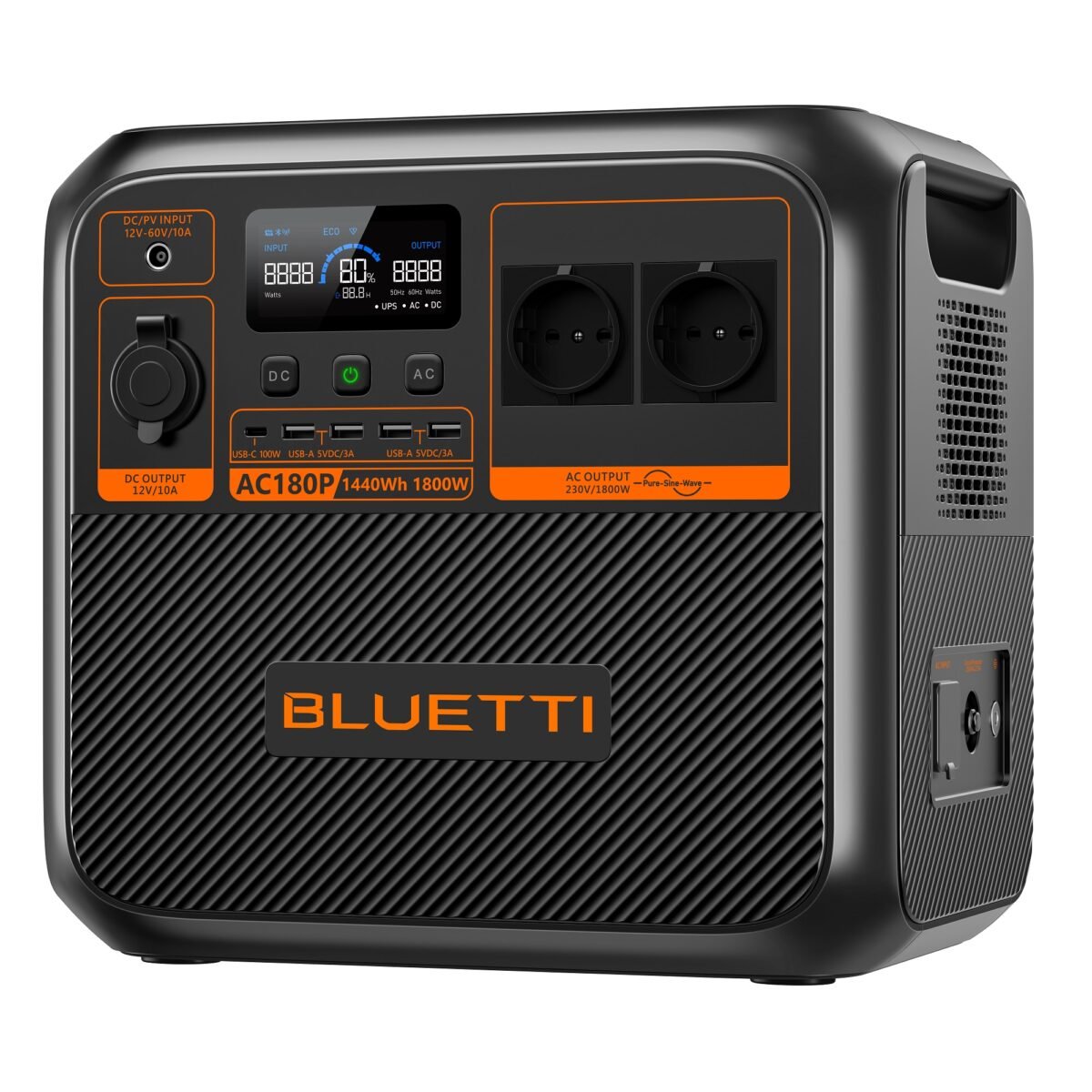 BLUETTI Premium AC180P Solar Portable Power Station Expandable, 1800W AC Outlet 1440Wh