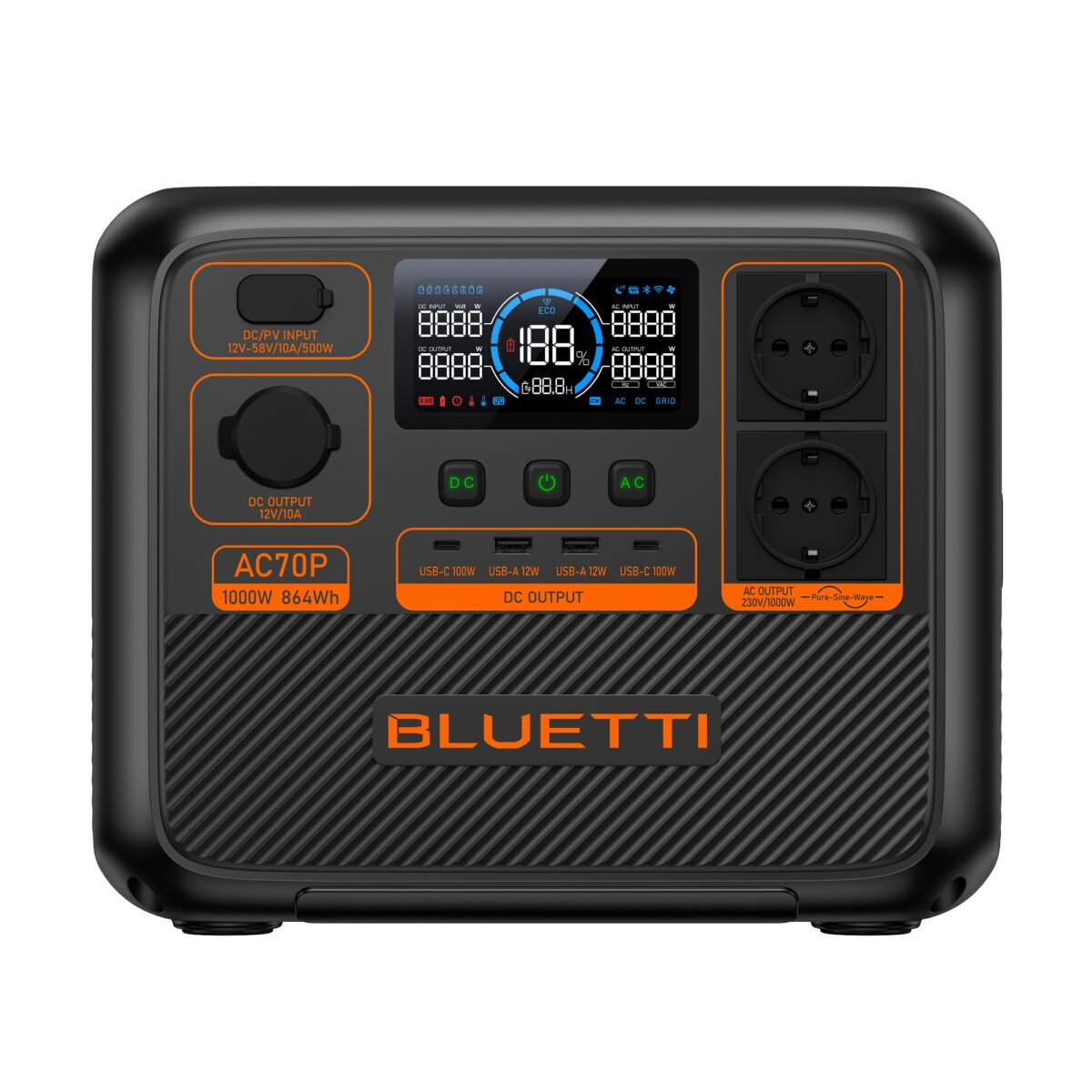 BLUETTI Premium AC70P Portable Power Station, 1000W AC Outlet 864Wh