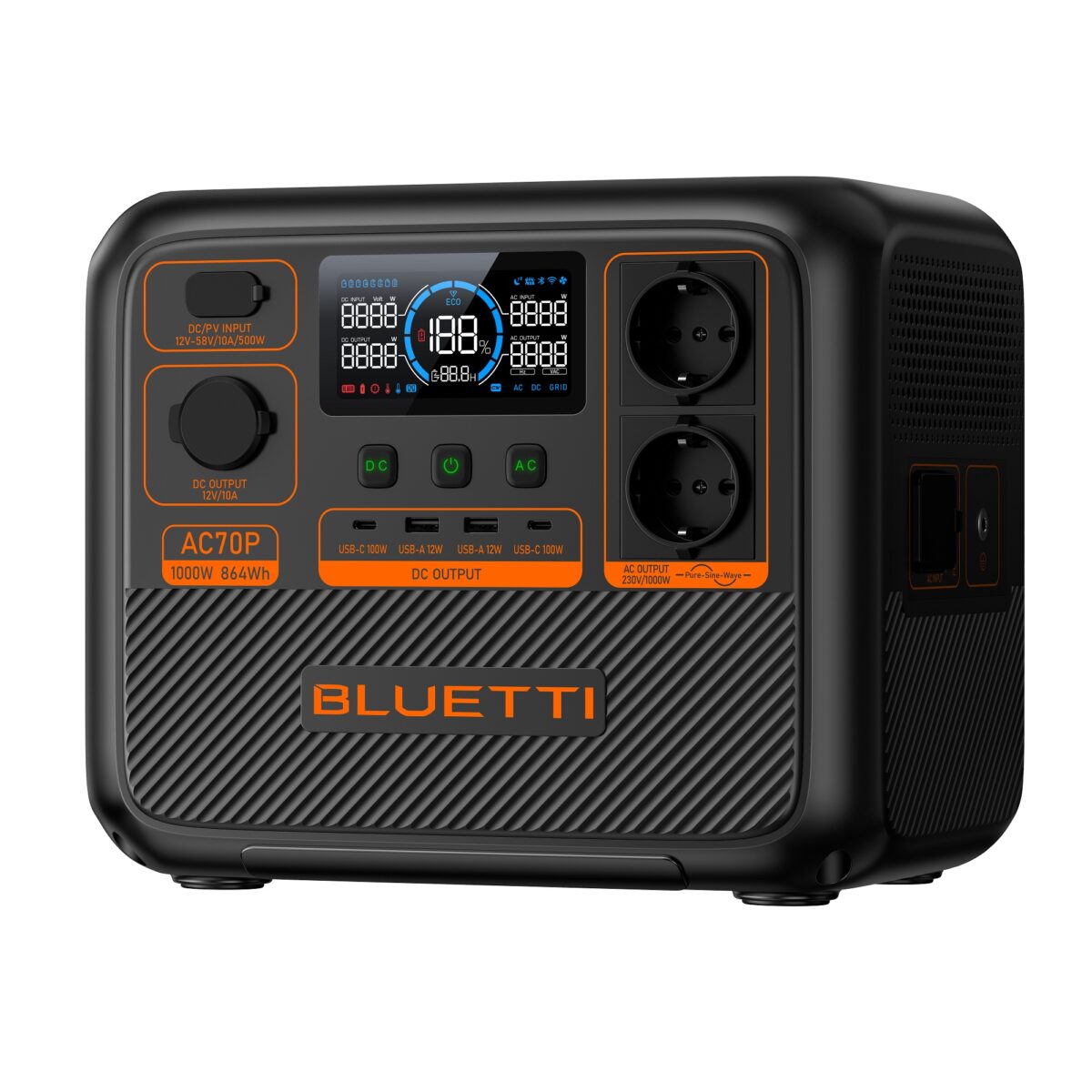 BLUETTI Premium AC70P Portable Power Station, 1000W AC Outlet 864Wh