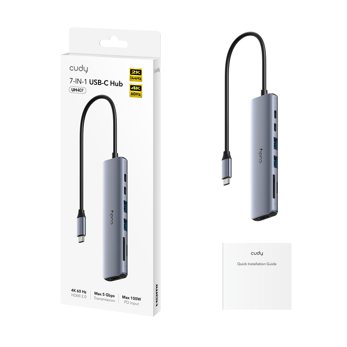 CUDY USB-C Hub UH407 7-In-1 HDMI SD/TF 4K