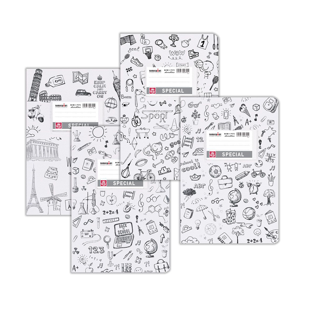 Typotrust Doodle Τετράδιο Λευκό Ριγέ 17x25 50φ. (4315) (TYP4315)