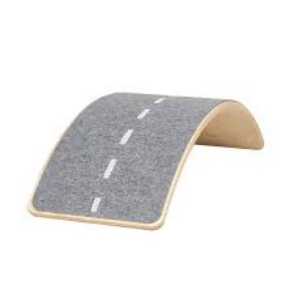 MeowBaby Balance Board For Kids 80x30cm Wooden Swing Board Naural for Toddlers with Felt Gray Highway (BB003AIE) (MEBBB003AIE)