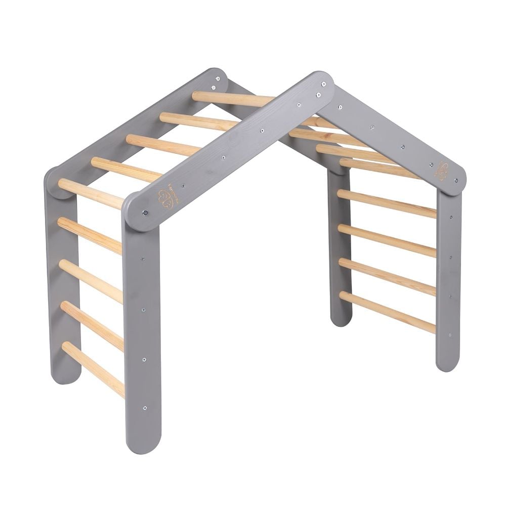MeowBaby Wooden Large Pikler 112x61x94 for Children Climbing Triangle for Kids, Gray (DD002IE) (MEBDD002IE)