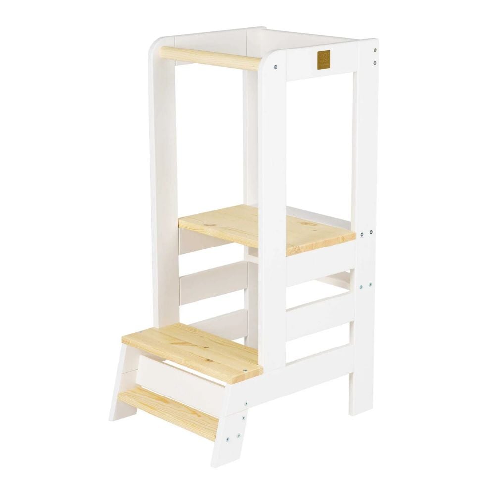 MeowBaby Black Wooden Kitchen Helper for Children Step Stool with Natural Elements without board (KH01002WMIE) (MEBKH01002WMIE)