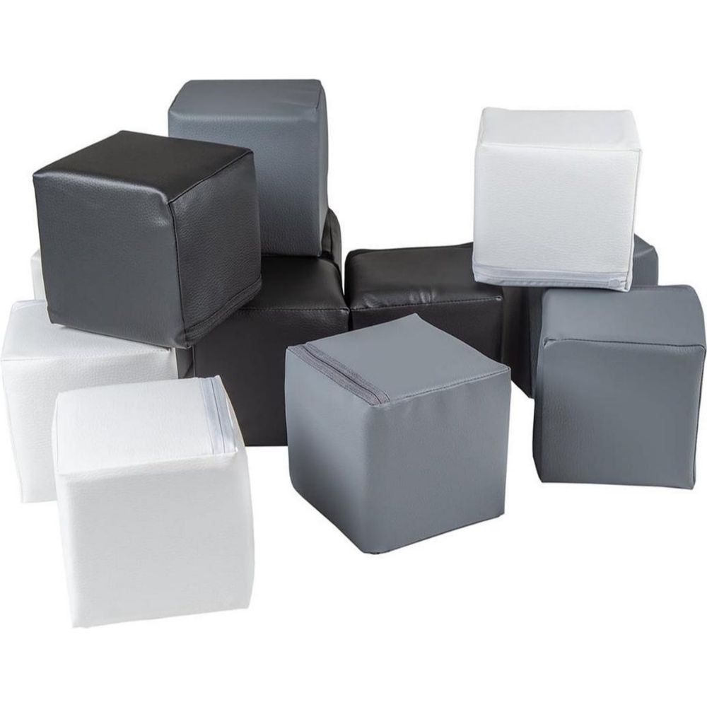 MeowBaby Soft Foam Building Blocks 15x15cm Cubes Certified, White/Black/Gray (KL003IE) (MEBKL003IE)