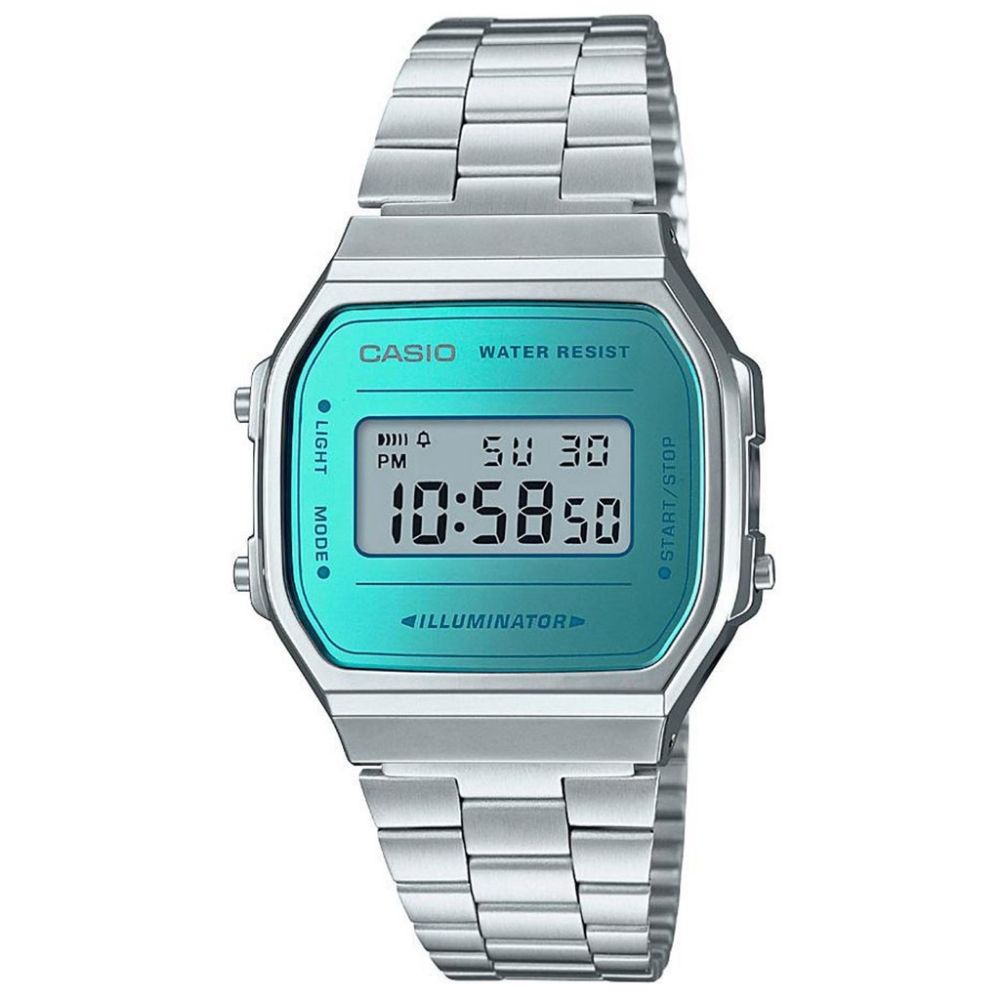 Casio Vintage Iconic Ψηφιακό Ρολόι Μπαταρίας με Ασημί Μεταλλικό Μπρασελέ (A-168WEM-2EF) (CASA168WEM2EF)