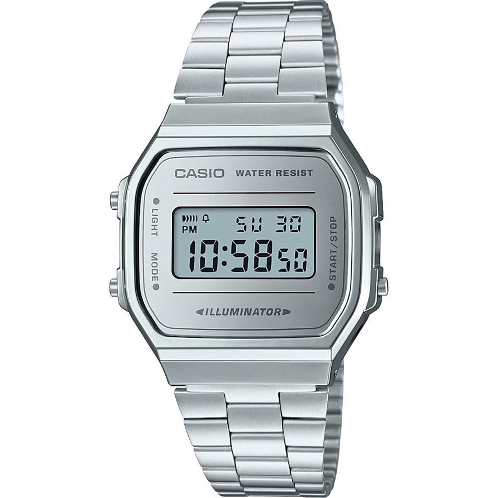 Casio Vintage Iconic Ψηφιακό Ρολόι Χρονογράφος Μπαταρίας με Ασημί Μεταλλικό Μπρασελέ (A168WEM-7E) (CASA168WEM7EF)