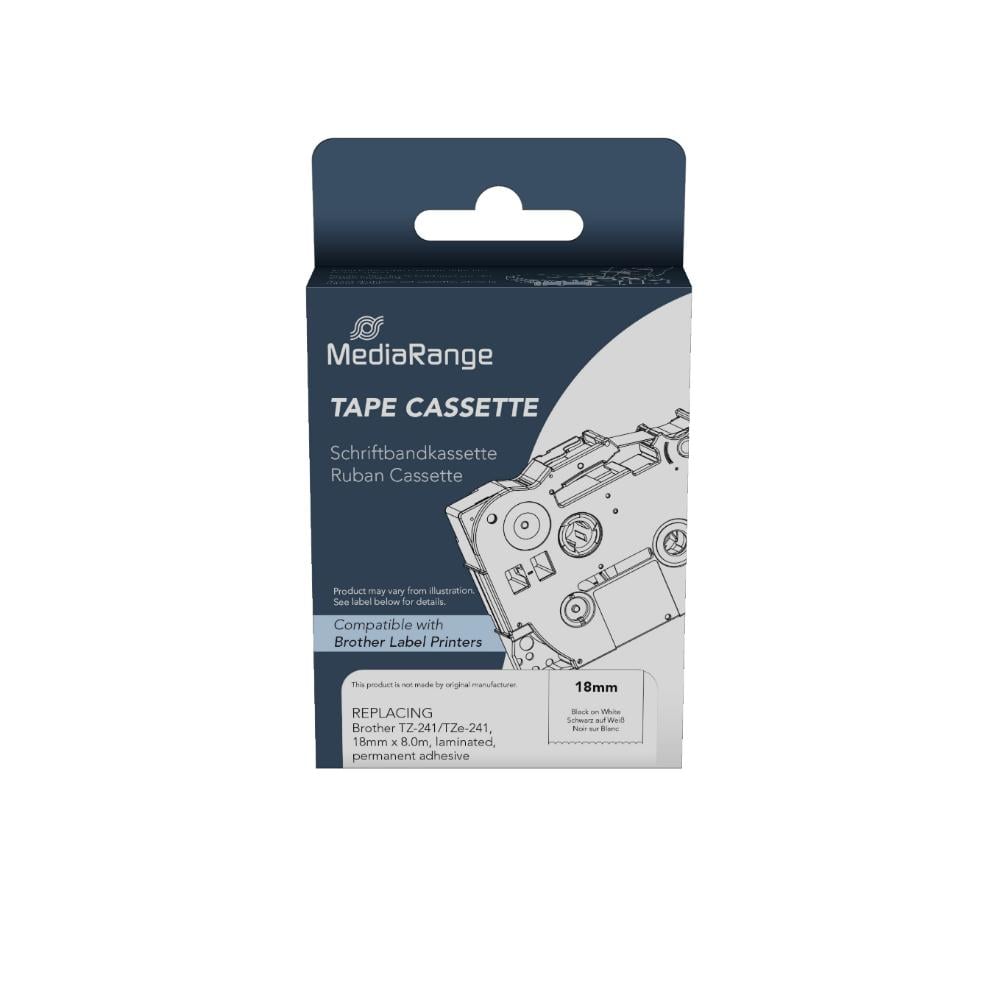 Ετικέτες Γενικής Χρήσης Mediarange ( Brother TZ-241/TZe-241, 18mm, 8m, Laminated and Permanent Adhesive, Black on White) (MRBTZ241)